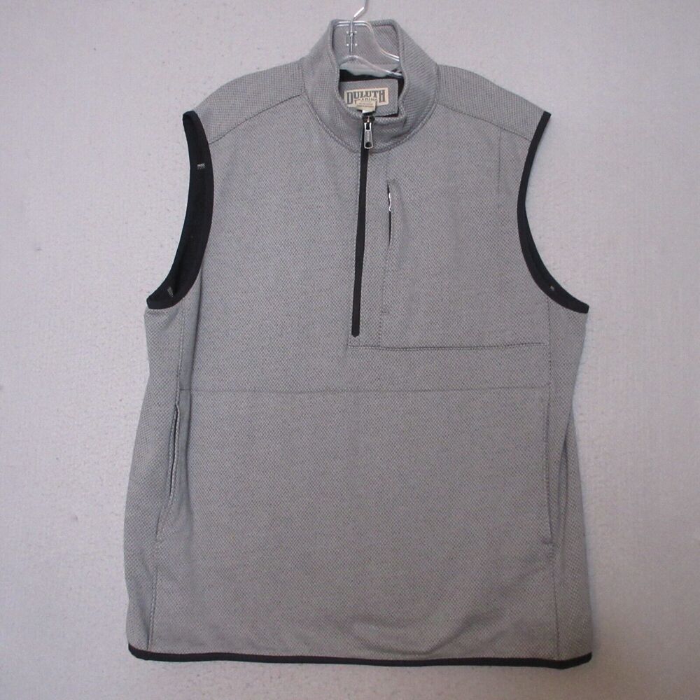 Duluth Trading Co Vest Men Large Gray Fleece Chest Pocket Outdoor Camp Casual